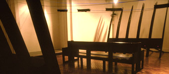 Andrew  Stones - 'Harvest Festival'. Installation with video and photographic projection, Bluecoat Gallery, Liverpool 1989.